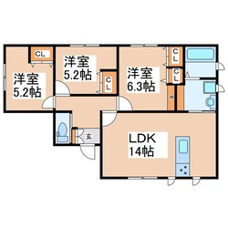 長嶺四ツ角 徒歩8分 1-1階の物件間取画像